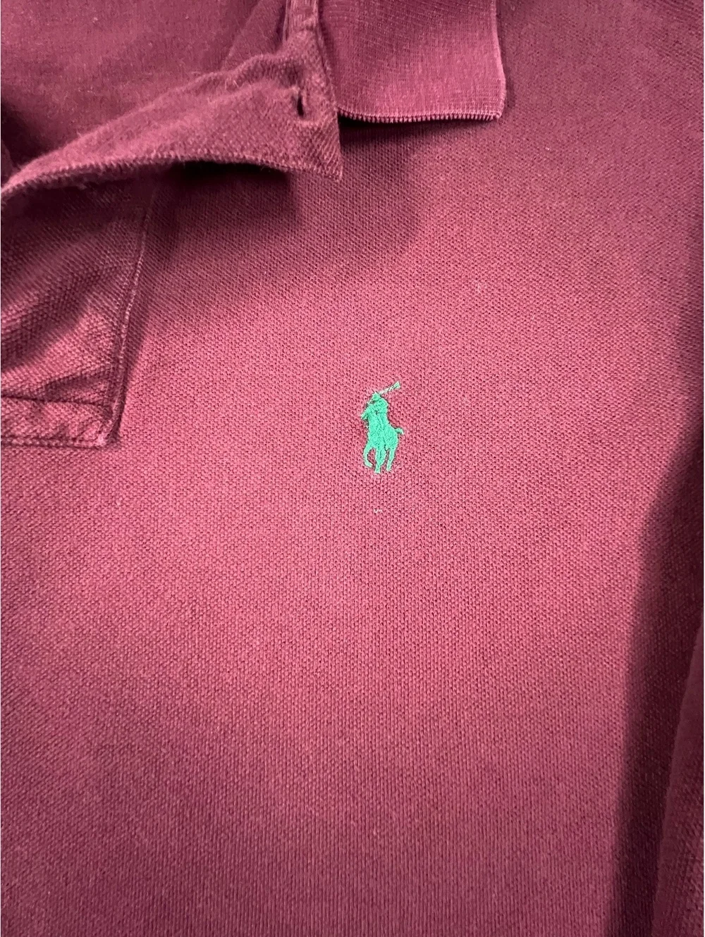 Vintage Polo Ralph Lauren Long Sleeve Polo Shirt Large Burgundy Green Pony
